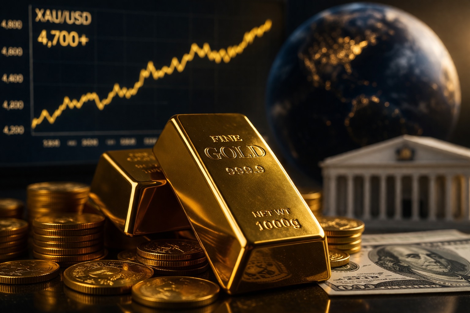 L’or franchit les 4 800 $ alors que les marchés misent sur un virage de la politique monétaire